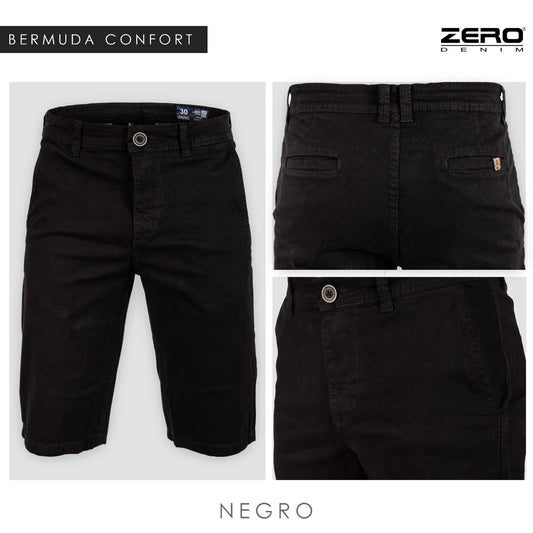 Bermuda Hombre Confort Color Negro