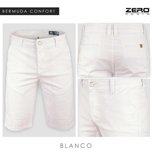 Bermuda Hombre Confort Color Blanco