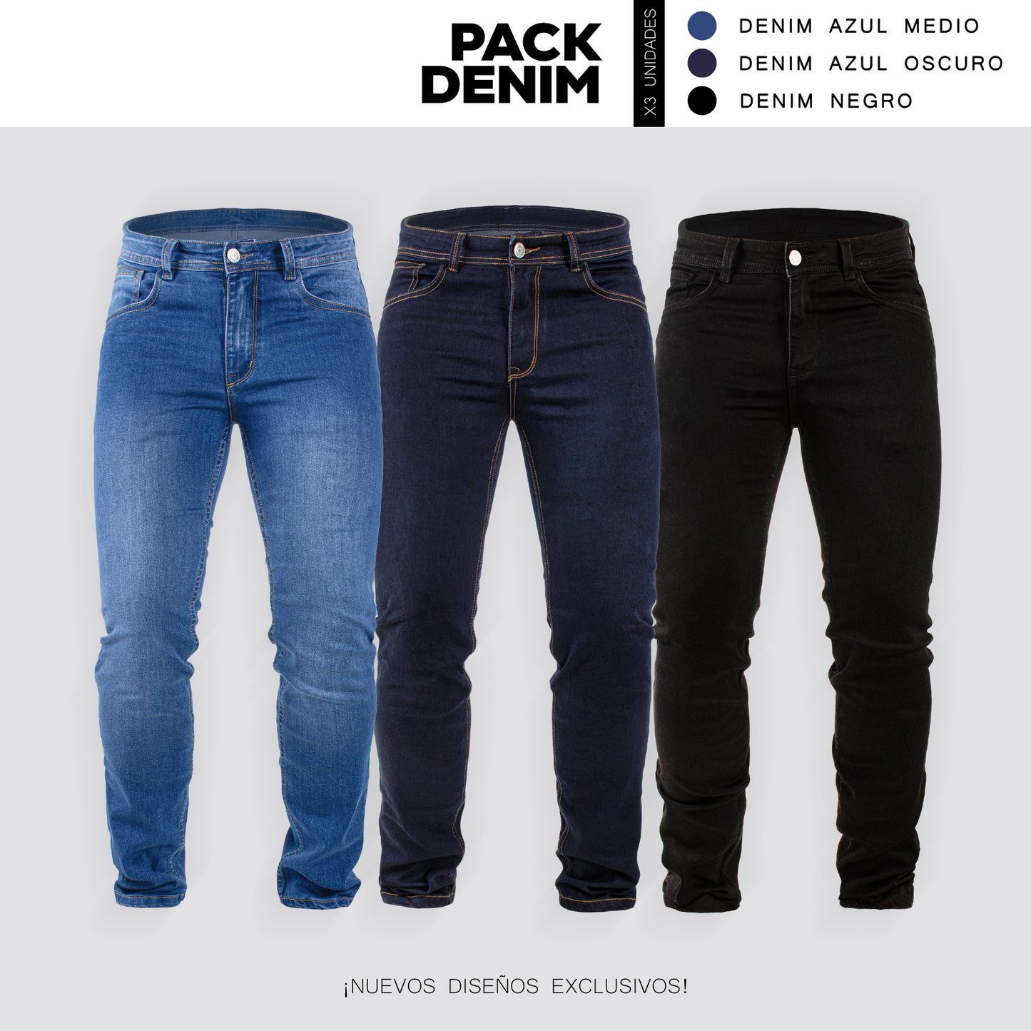 Pack Denim Premium 3 Jeans Hombre