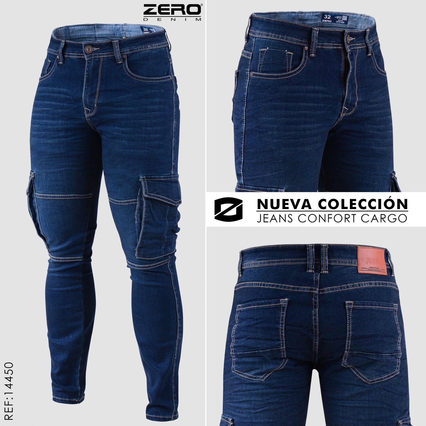 Jeans Hombre Cargo Azul 14450