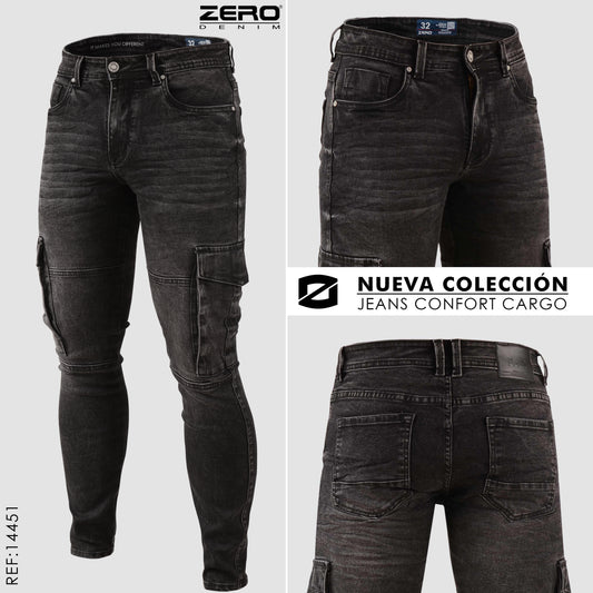 Jeans Hombre Cargo Negro 14451