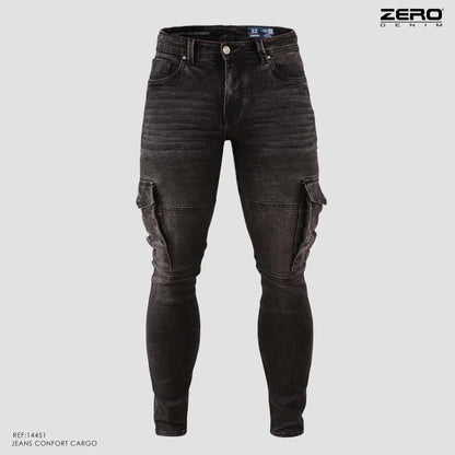 Jeans Hombre Cargo Negro 14451