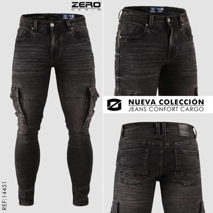 Jeans Hombre Cargo Negro 14451