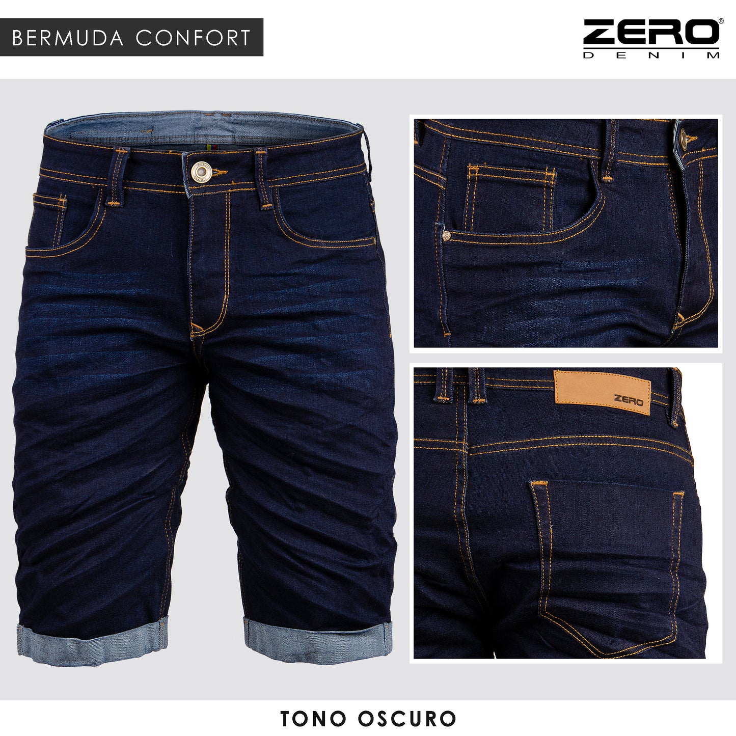 Bermuda Hombre Denim Tono Oscuro