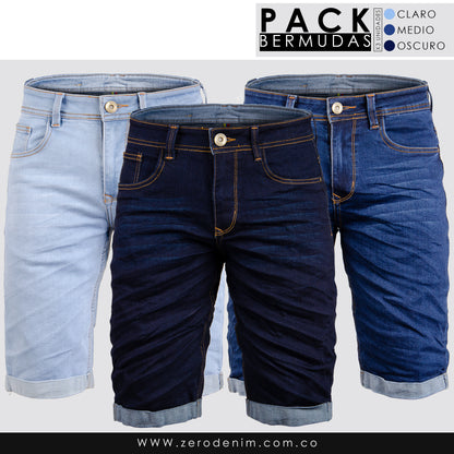 Bermuda Hombre Pack Denim 3 Unidades