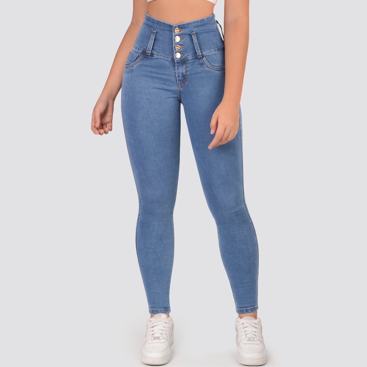 JEANS SKINNY TIRO ALTO CLARO 1035