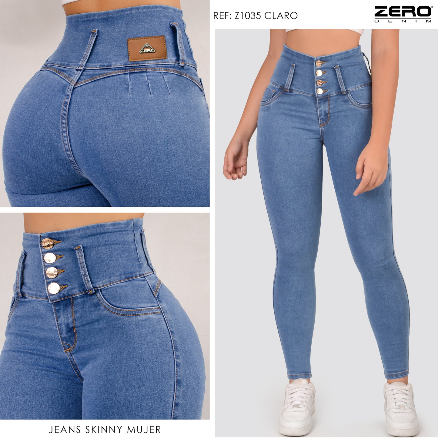 JEANS SKINNY TIRO ALTO CLARO 1035