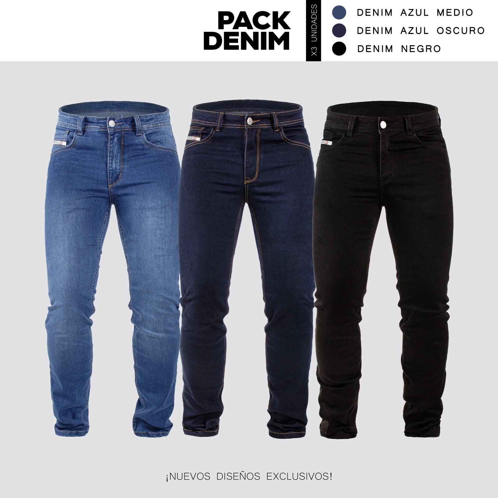 Pack Denim 3 Jeans Hombre