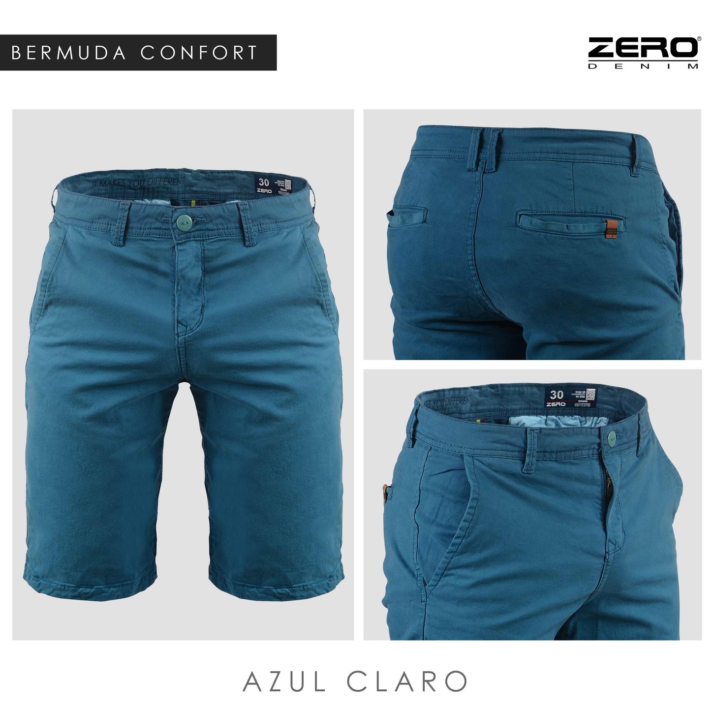 Bermuda Hombre Color Azul Claro